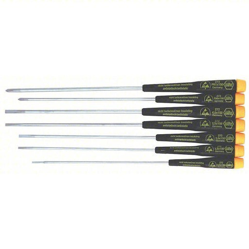 Wiha 27393 ESD Safe Precision Screwdriver Set 7 Pieces, Phillips/Slotted Tip, Ergonomic Grip - KVM Tools Inc.KV2MPL3