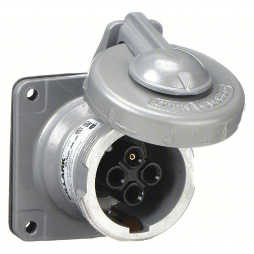 Hubbelll VR342 Pin and Sleeve Receptacle 30 A, 600V AC/250V DC, Style 2 Grounding, Gray, Receptacle Only - KVM Tools Inc.KV2NVP1