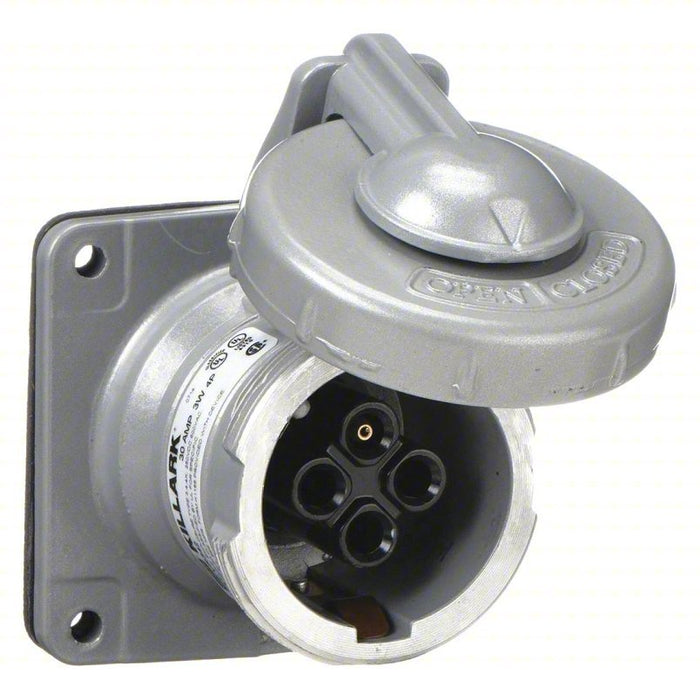 Hubbelll VR342 Pin and Sleeve Receptacle 30 A, 600V AC/250V DC, Style 2 Grounding, Gray, Receptacle Only - KVM Tools Inc.KV2NVP1