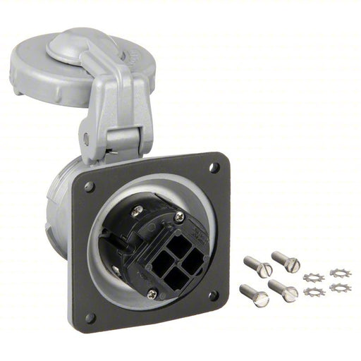 Hubbell VR341 Pin and Sleeve Receptacle 30 A, 600V AC/250V DC, Style 1 Grounding, Gray, Receptacle Only, Grounded - KVM Tools Inc.KV2NVP2