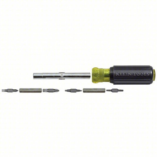 Klein 32500 Multi - Bit Screwdriver / Nut Driver, 11 - in - 1, Ph, Sl, Sq, Torx Bits, 6 - Piece, 8 Tips - KVM Tools Inc.KV2RKT1