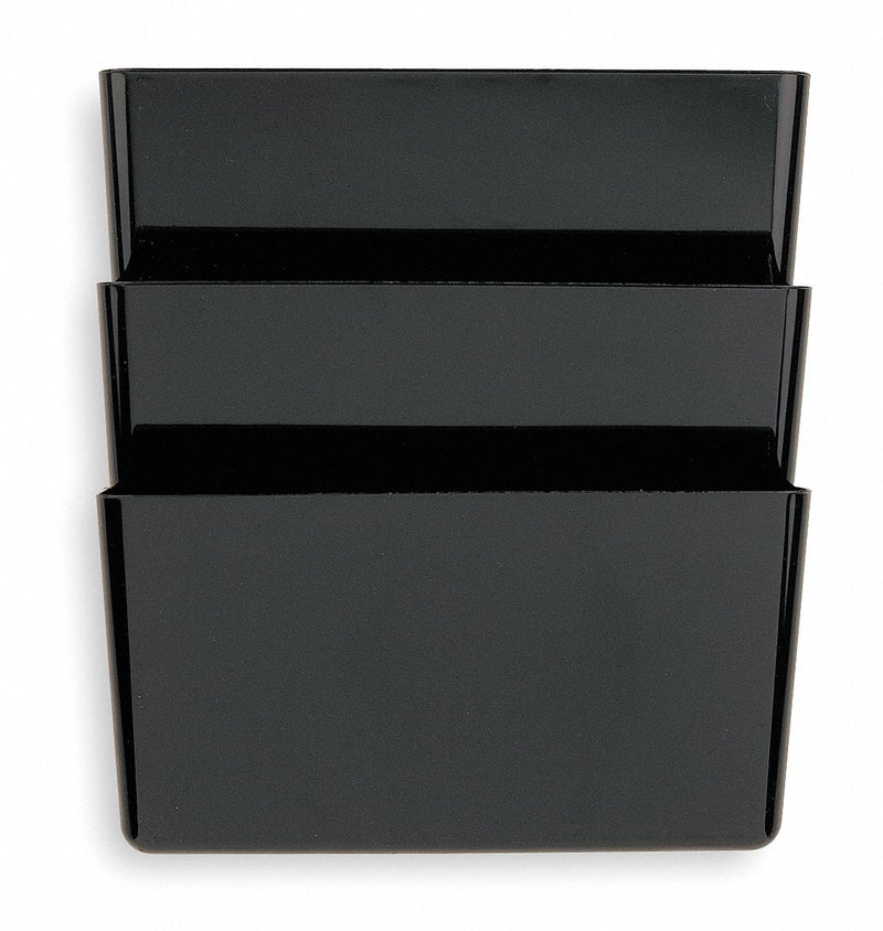 Officemate 26092 Wall File, 3 Compartments, Plastic, Black, Screw In, Mounting Hardware Included, 3 PK