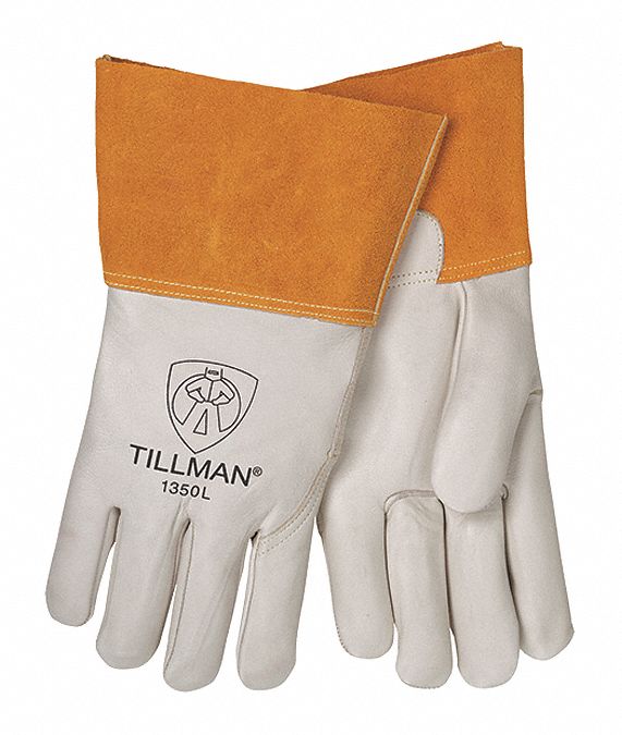 Tillman 1350L Welding Gloves, Straight Thumb, Straight Cuff, Premium, White Cowhide, Tillman 1350, Unlined, 1 PR