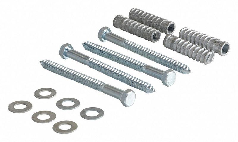 Approved Vendor CS-33-KIT-4 Concrete Installation Kit, Steel, 6-3/8 in H, for Parking Curb Stops, Silver