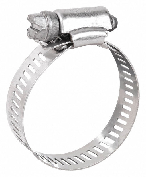 Approved Vendor 6824 Worm Gear Hose Clamp, 201 Stainless Steel, Perforated Band, 1 in – 2 in Clamping Dia, 10 PK