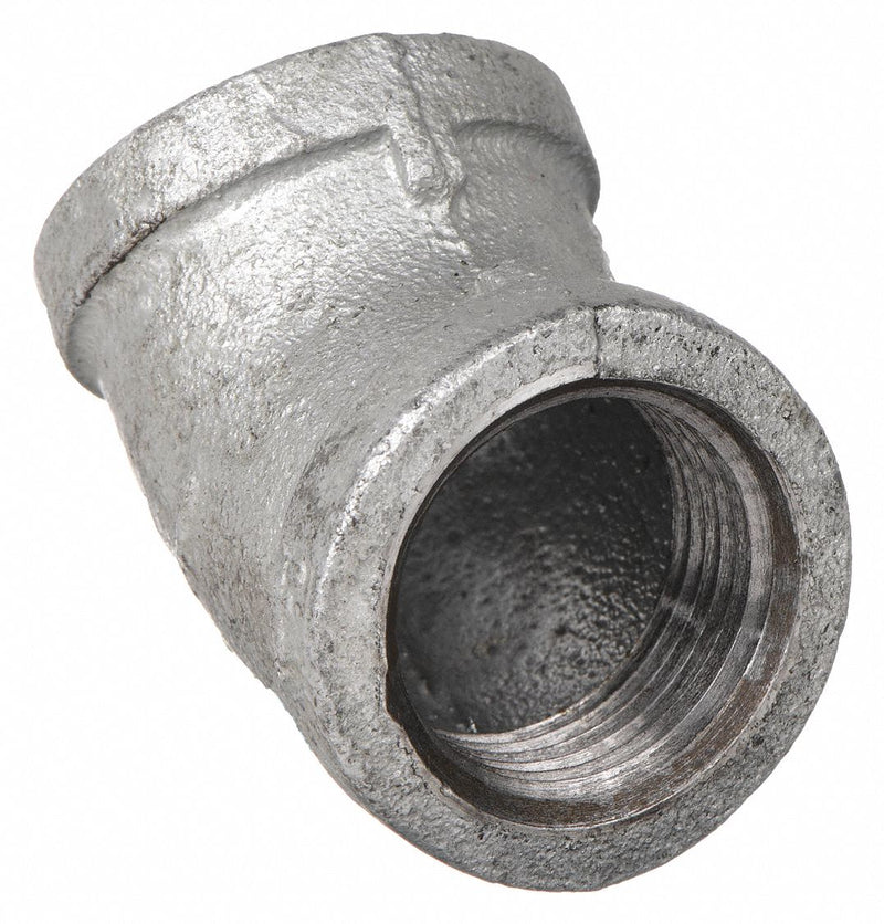 Approved Vendor 5P837 Metal Pipe Elbow, 45° Elbow, 1 1/2 in x 1 1/2 in, Malleable Iron
