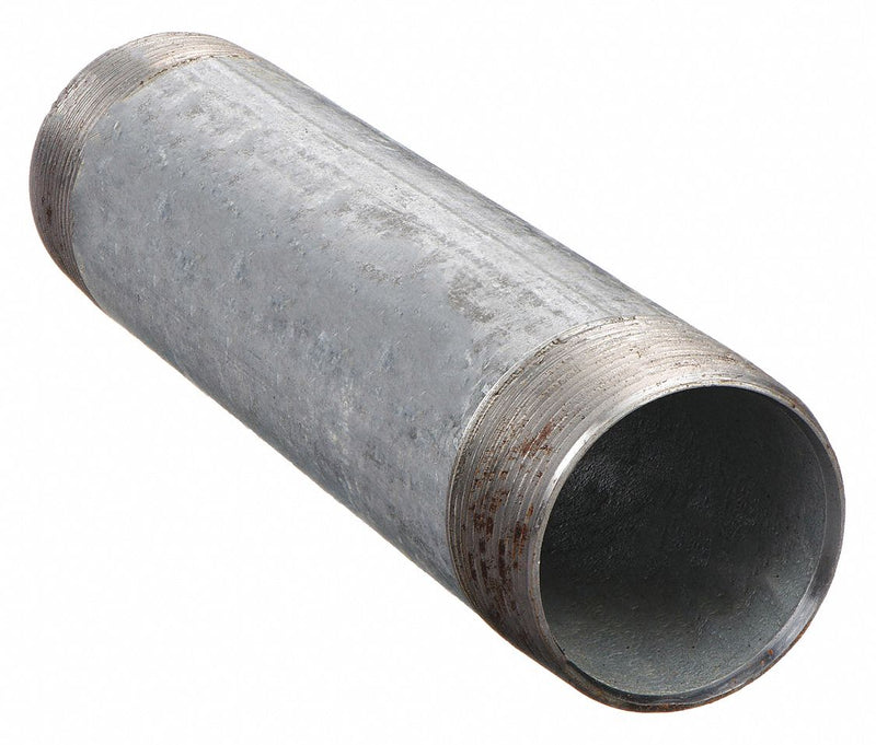 Approved Vendor 571-080 Pipe Nipple, 4 in Nominal Pipe Size, 8 in Lg, Schedule 40, Galvanized Steel, Threaded on Both Ends