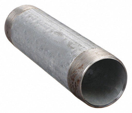 Approved Vendor 571-080 Pipe Nipple, 4 in Nominal Pipe Size, 8 in Lg, Schedule 40, Galvanized Steel, Threaded on Both Ends