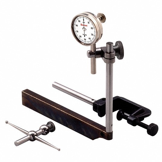 Starrett 196A1Z Back Plunger Dial Indicator Kit 0 in to 0.2 in, Inch, Mechanical, 0 - 100 Dial Reading - KVM Tools Inc.KV2ZUJ4