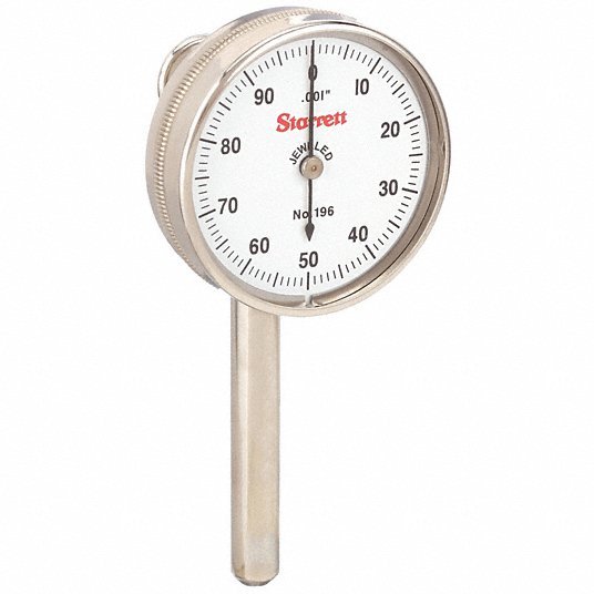 Starrett 196A1Z Back Plunger Dial Indicator Kit 0 in to 0.2 in, Inch, Mechanical, 0 - 100 Dial Reading - KVM Tools Inc.KV2ZUJ4