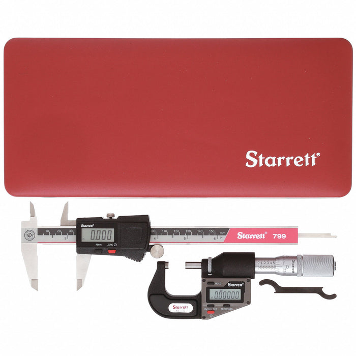 Starrett S766AZ Precision Measuring Tool Kit, 2 Pieces, Digital Caliper, Digital Outside Micrometer