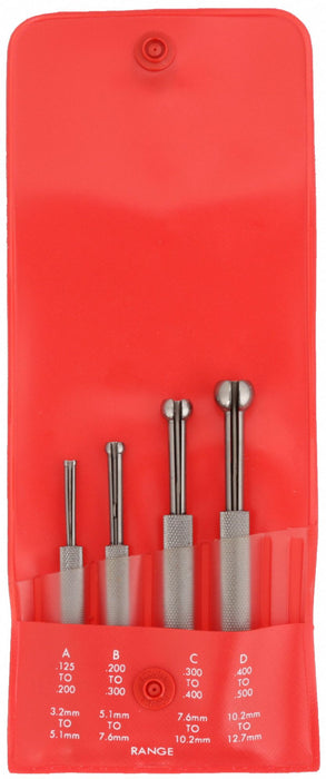 Starrett S829EZ Small Hole Gauge Set, 0.13 in to 0.5 in / 3.2 mm to 12.7 mm, Split Ball, Knurled Nut Locking, with Vinyl Pouch