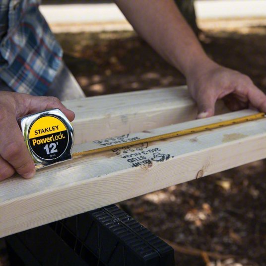 Stanley 33 - 312 Tape Measure Inch, Nonmagnetic Single Hook Tip, Metal, 12 ft, Std Blade, Manual Lock, Auto - KVM Tools Inc.KV6A496