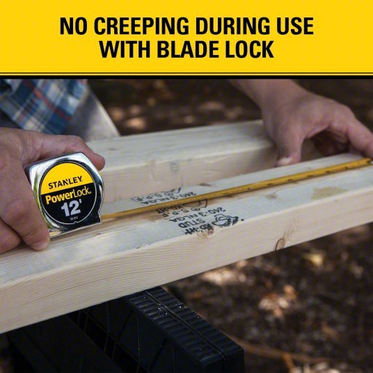 Stanley 33 - 312 Tape Measure Inch, Nonmagnetic Single Hook Tip, Metal, 12 ft, Std Blade, Manual Lock, Auto - KVM Tools Inc.KV6A496