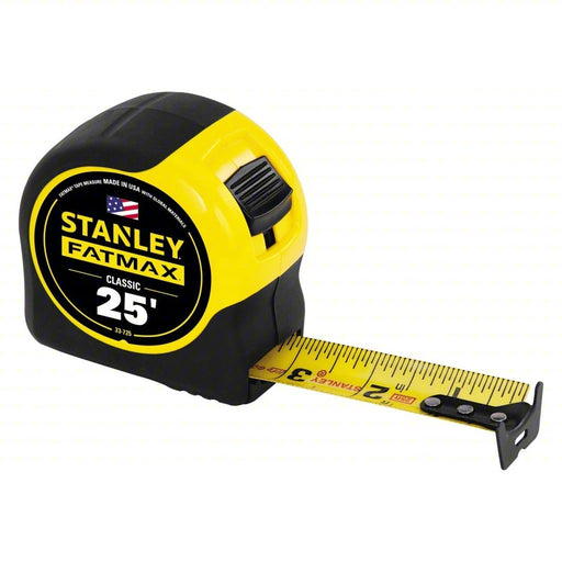 Stanley 33-725 Tape Measure Inch, Nonmagnetic Single Hook Tip, Plastic with Rubberized Grip, 25 ft, Auto - KVM Tools Inc.KV5HL16