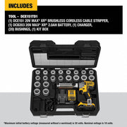 Dewalt DCE151TD1 Cable Stripper Kit: 20V MAX For Aluminum/Copper, 20 Bushings, 900 kcmil Max - KVM Tools Inc.KV54DD25