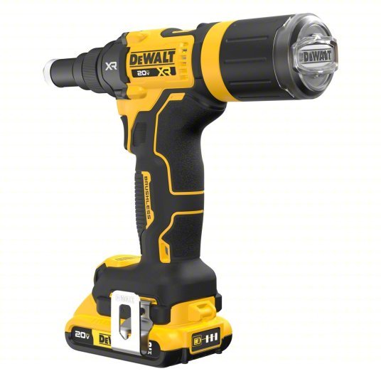DeWalt DCF403D1 Cordless Rivet 49/50 in Stroke Lg, 2,100 lb Pulling Force, 3/16 in Blind Rivet Dia. Steel, 2.0 Ah - KVM Tools Inc.KV810XE2
