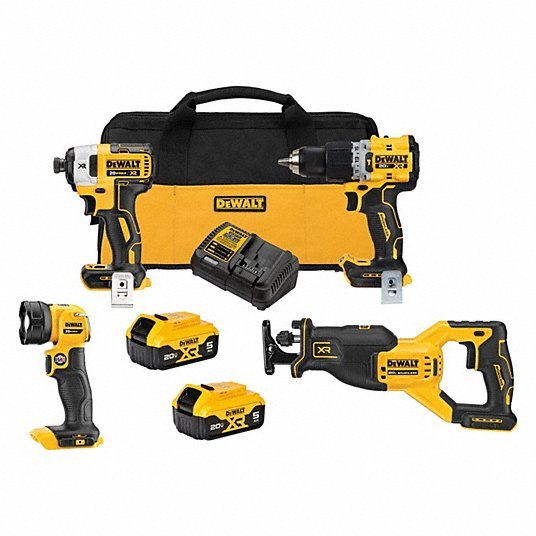 DeWalt DCK449P2 Cordless Tool Combination Kit 4 Tools, 20 V DC Volt, Battery Included, 20V MAX* XR® - KVM Tools Inc.KV807VD9
