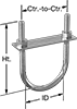 McMaster 2936T81 Galvanized Steel U-Bolt, with Mounting Plate, 5/16"-18 Thread Size, 2-1/2" ID