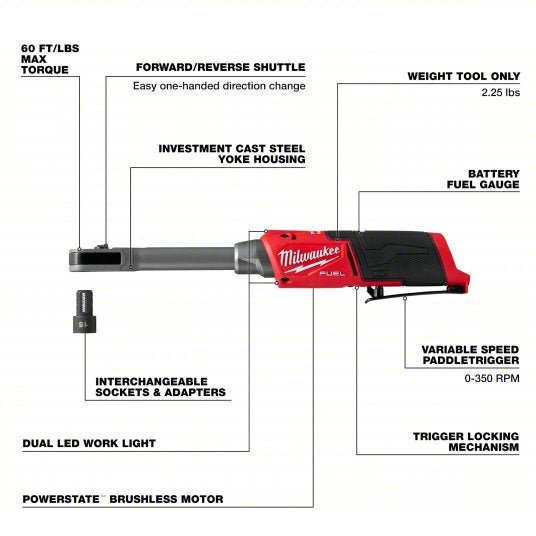 Milwaukee 3050 - 20 M12 Fuel Insider Extended Reach Box Ratchet (Tool Only) - KVM Tools Inc.KV811DX0