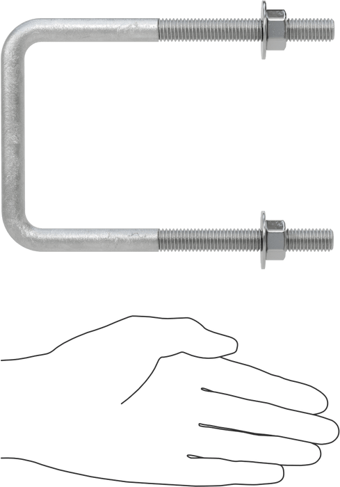 McMaster 3060T246 Galvanized Steel Square U-Bolt, 1/2"-13 Thread Size, 4" Inside Width, 6-5/8" High