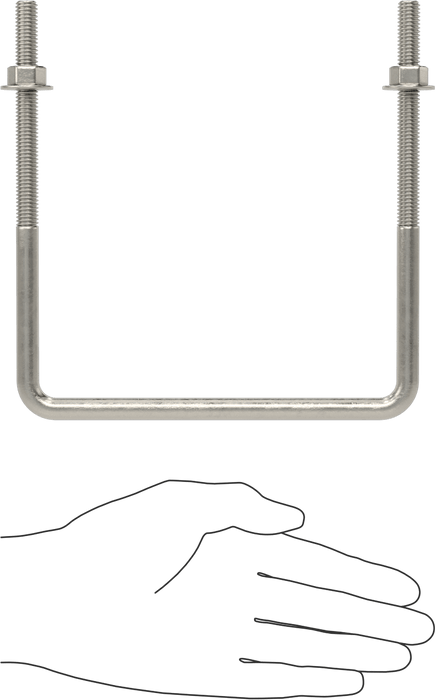 McMaster 3060T78 304 Stainless Steel Square U-Bolt, 3/8"-16 Thread Size, 6" Inside Width, 6-5/8" High