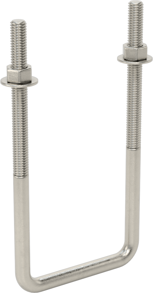 McMaster 3060T86 304 Stainless Steel Square U-Bolt, 3/8"-16 Thread Size, 3" Inside Width, 6-5/8" High
