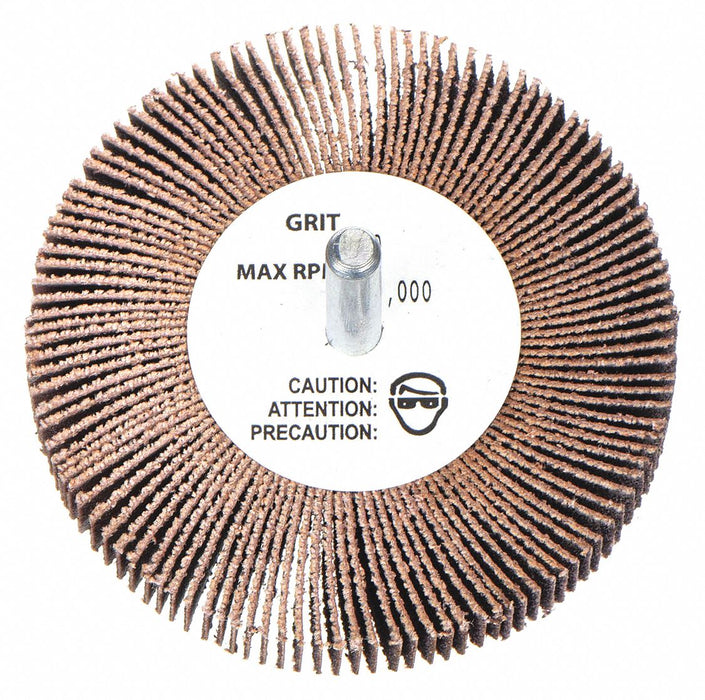 Merit 08834137471 Flap Wheel, 3/8 in Dia x 3/8 in W, 1/8 in Straight-Shank, Aluminum Oxide, P80 Grit, R369