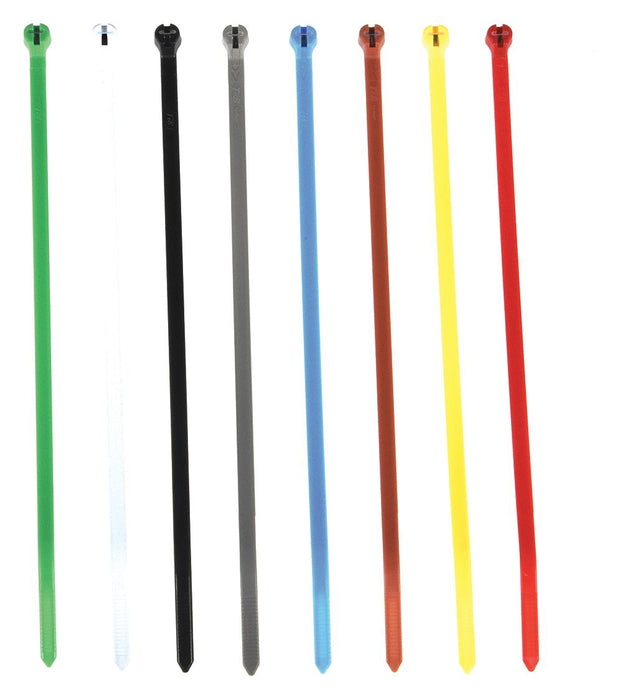 Ty-Rap TY525M-CLRS Cable Tie Kit, 7.2 in L, Nylon 6/6, Stainless Steel Barb Locking, 50 lb Strength, UV Resistant, Assorted Colors, 100 PC
