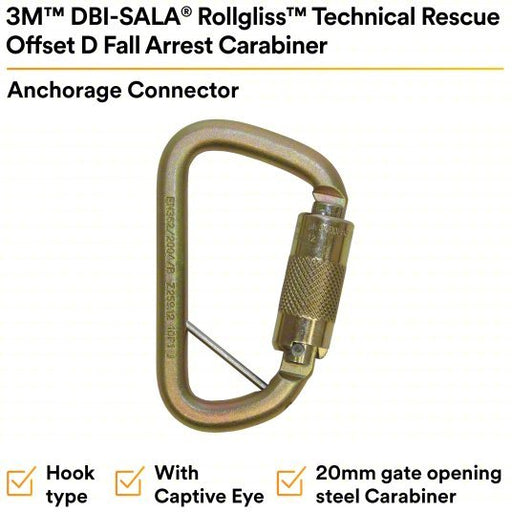 3M DBI - SALA 2000117 Carabiner Gold, 420 lb Wt Capacity - KVM Tools Inc.KV30M715
