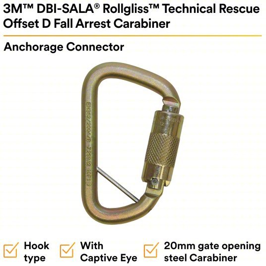 3M DBI - SALA 2000117 Carabiner Gold, 420 lb Wt Capacity - KVM Tools Inc.KV30M715