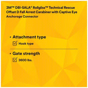 3M DBI - SALA 2000117 Carabiner Gold, 420 lb Wt Capacity - KVM Tools Inc.KV30M715