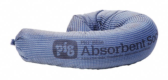 Pig PIG201 Sorbent Sock, 3 in x 24 in, Universal, Vermiculite Filler, Polypropylene Skin, Blue, 20 gal, 55 PK