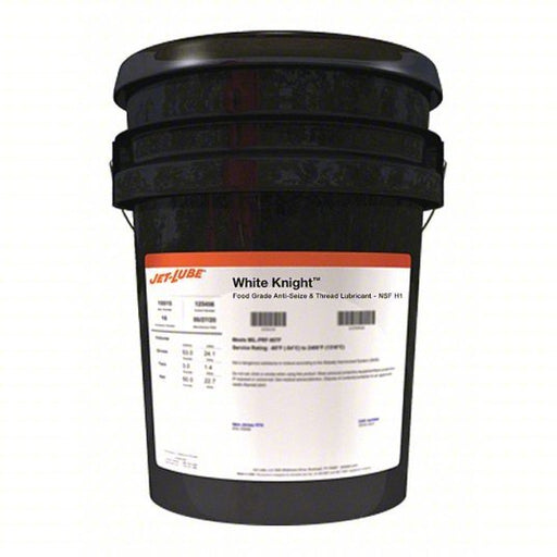 Jet-Lube 16415 Food Grade Anti-Seize 5 gal Container Size, Pail, Aluminum, PTFE, White Knight, -65° to 1800°F - KVM Tools Inc.KV30WK67