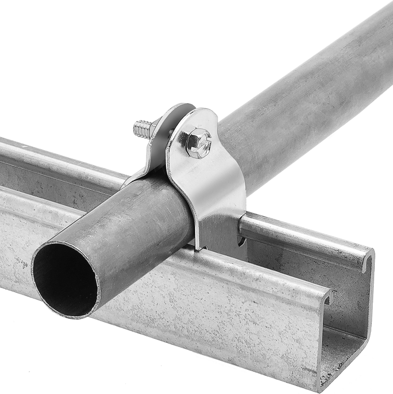 McMaster 3115T22 Strut-Mount Metal Routing Clamp, Zinc-Plated Steel, 3-1/2" ID, for 3 Pipe Size, 800 lb