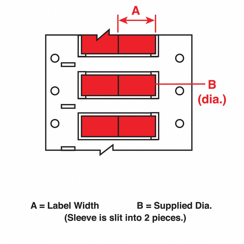 Brady 3PS-375-2-RD-2 Sleeve Label, 3/8 in x 1 in, Polyolefin, Red (Matte), For 4 AWG to 12 AWG Wire Gauge
