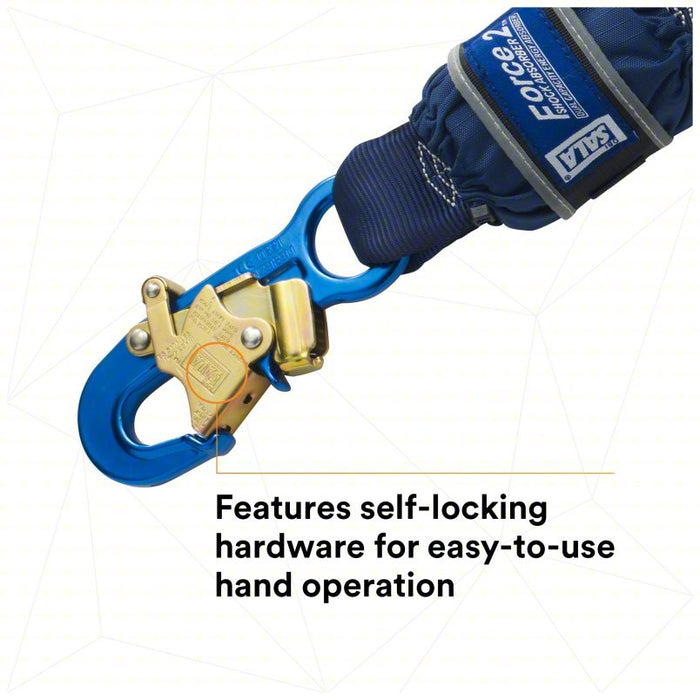 3M DBI - Sala 1246032 Shock - Absorbing Lanyard Shock Pack, Aluminum Rebar Hook, Aluminum Snap Hook, 2 Legs - KVM Tools Inc.KV31KM12