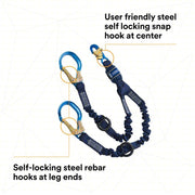 3M DBI - Sala 1246032 Shock - Absorbing Lanyard Shock Pack, Aluminum Rebar Hook, Aluminum Snap Hook, 2 Legs - KVM Tools Inc.KV31KM12