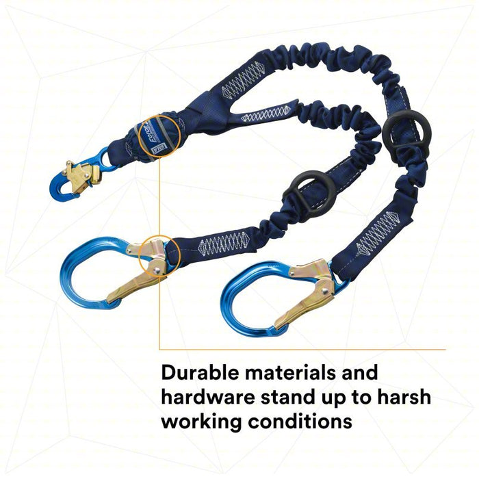 3M DBI - Sala 1246032 Shock - Absorbing Lanyard Shock Pack, Aluminum Rebar Hook, Aluminum Snap Hook, 2 Legs - KVM Tools Inc.KV31KM12