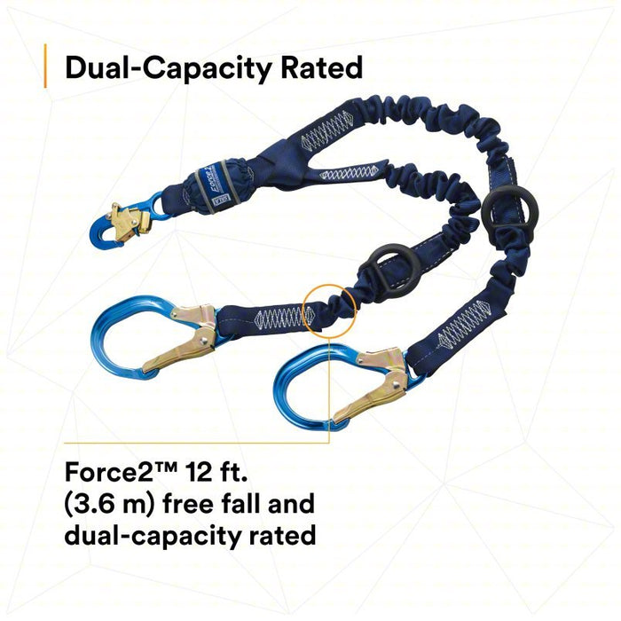 3M DBI - Sala 1246032 Shock - Absorbing Lanyard Shock Pack, Aluminum Rebar Hook, Aluminum Snap Hook, 2 Legs - KVM Tools Inc.KV31KM12