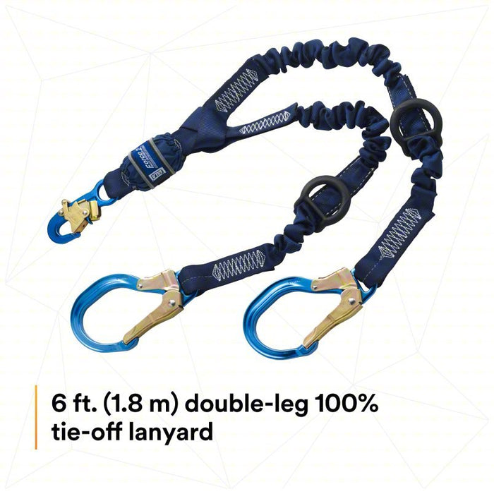 3M DBI - Sala 1246032 Shock - Absorbing Lanyard Shock Pack, Aluminum Rebar Hook, Aluminum Snap Hook, 2 Legs - KVM Tools Inc.KV31KM12