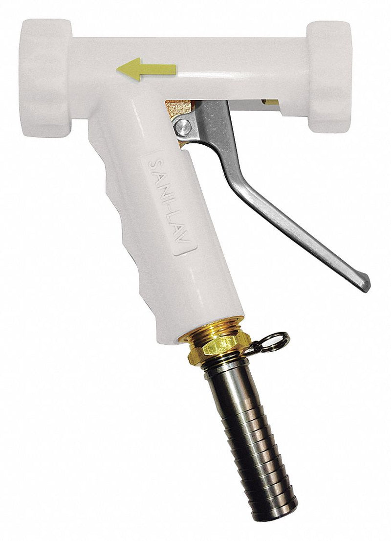 Sani-Lav N81W20 Water Saver Spray Nozzle, 3/4 in GHT Female, 150 psi, 5.3 gpm, Brass/Stainless Steel, White, 5-1/4 in