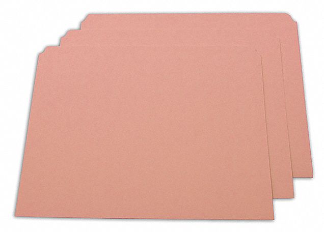 AbilityOne 7530-01-364-9482 File Folders, 8 1/2 in Ht, 11 in Wd, Pink, 11 pt. Stock, Top Tab Location, 100 PK