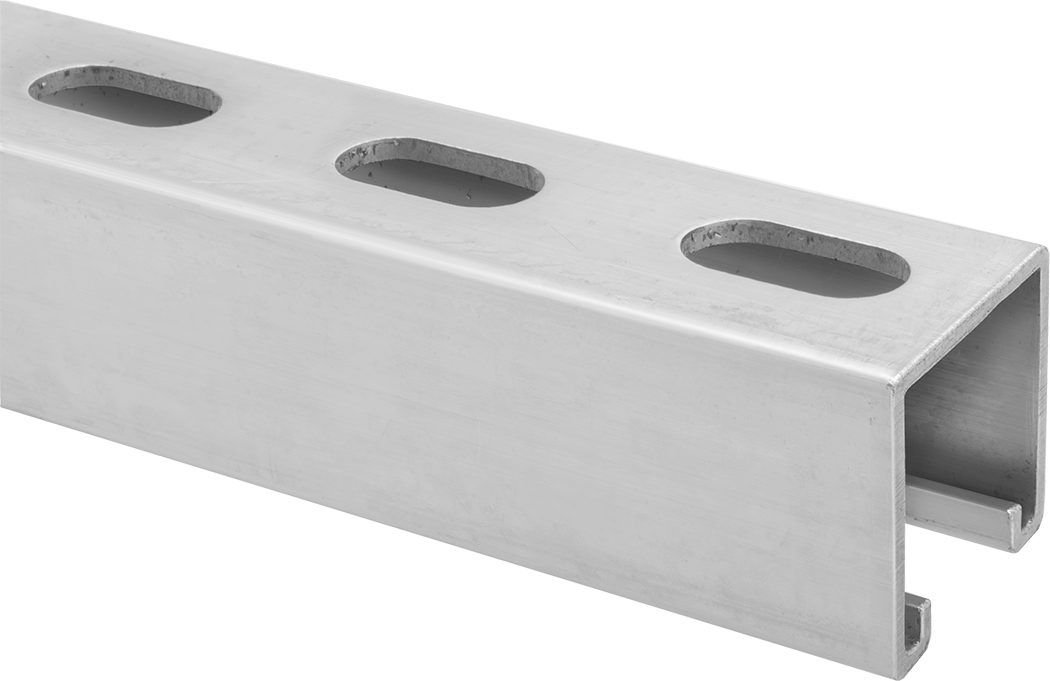 McMaster 3310T64 Standard Strut Channel, with 1-1/8" Long Slotted Holes, Galvanized Steel, 10 ft Long, 1-5/8" × 1-5/8"
