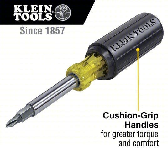 Klein 32500 Multi - Bit Screwdriver / Nut Driver, 11 - in - 1, Ph, Sl, Sq, Torx Bits, 6 - Piece, 8 Tips - KVM Tools Inc.KV2RKT1
