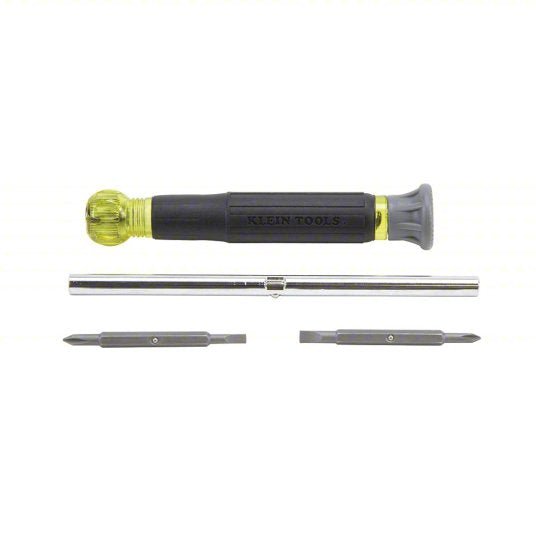 Klein 32581 Multi - Bit Screwdriver #0/#00/1/8 in/5/32 in Tip Size, 4 Tips, 6 1/2 in Overall Lg, ANSI - KVM Tools Inc.KV58UR40