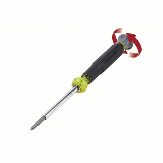 Klein 32581 Multi - Bit Screwdriver #0/#00/1/8 in/5/32 in Tip Size, 4 Tips, 6 1/2 in Overall Lg, ANSI - KVM Tools Inc.KV58UR40
