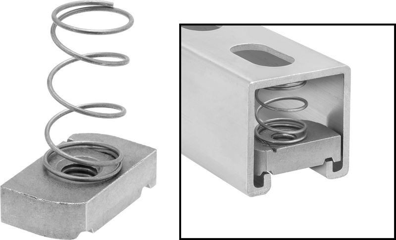 McMaster 3259T14 Spring-Loaded Strut Channel Nut, Zinc-Plated Steel, 3/8"-16 Thread, for 1-5/8" High Channel