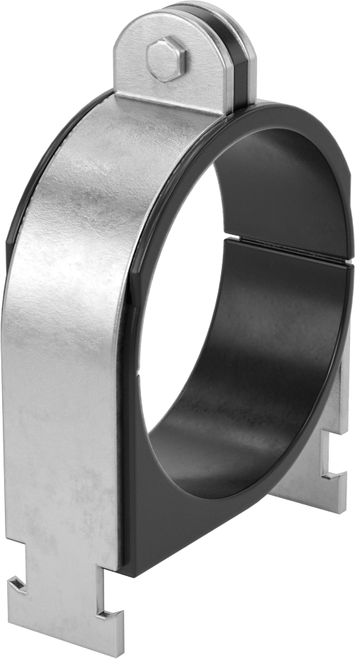 McMaster 32625T36 Strut-Mount Vibration-Damping Routing Clamp with TPE Rubber Cushion, Zinc-Plated Steel, 3-1/2" ID, for 3 Pipe Size, 3600 lb