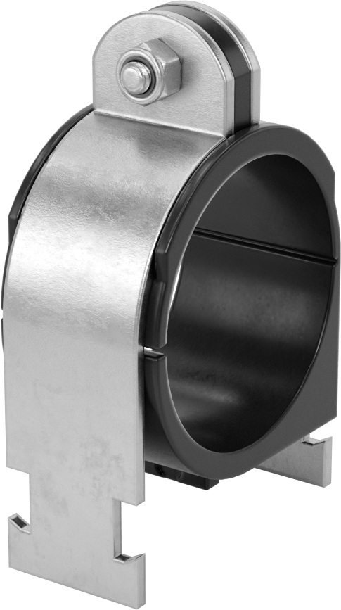 McMaster 32625T74 Strut-Mount Vibration-Damping Routing Clamp with TPE Rubber Cushion, Zinc-Plated Steel, 2-3/8" ID, for 2 Pipe Size